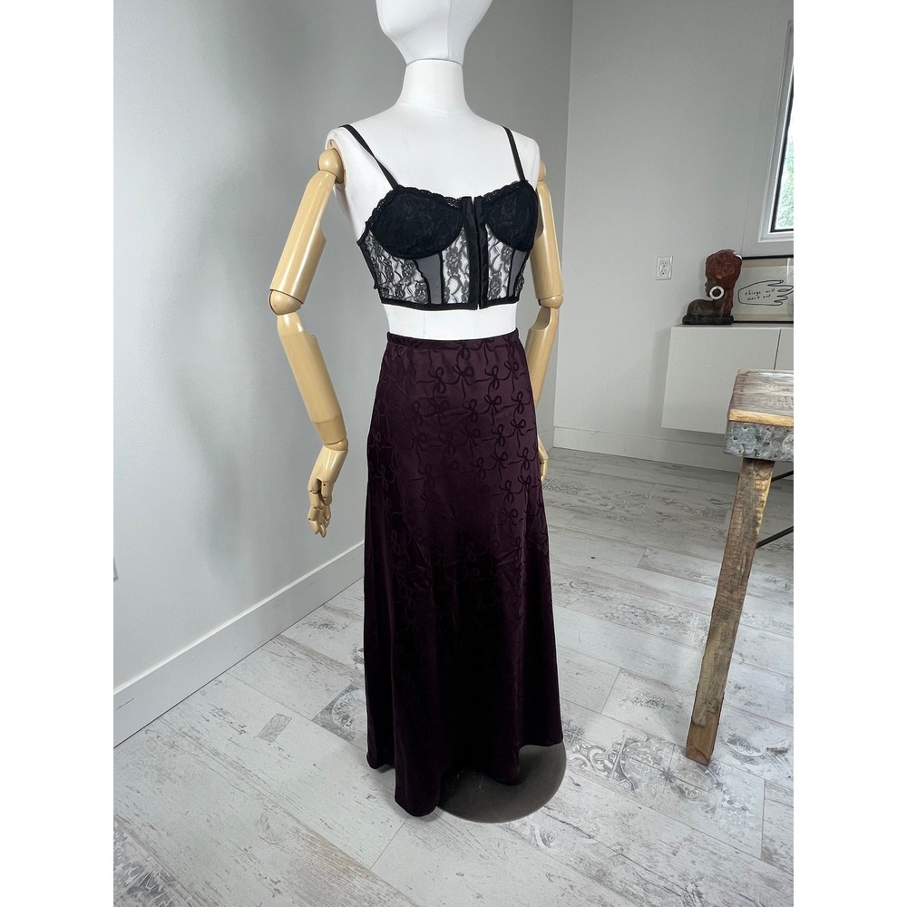Purple Bow Embossed Maxi Skirt Size M